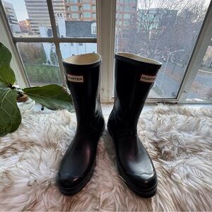 Hunter Original Short Rain Boots Calf Height Matte Black Womens 8/9 /39